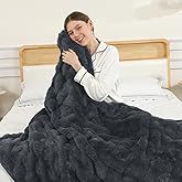 Heated Blanket Throw Electric Throw Blanket,Luxury Faux Fur & Thick Bubble Electric Throw Blanket with 6 Heating Levels & 4 Hours Auto Off,Overheat Protection, ETL Certified 50" x 60", Dark Gray