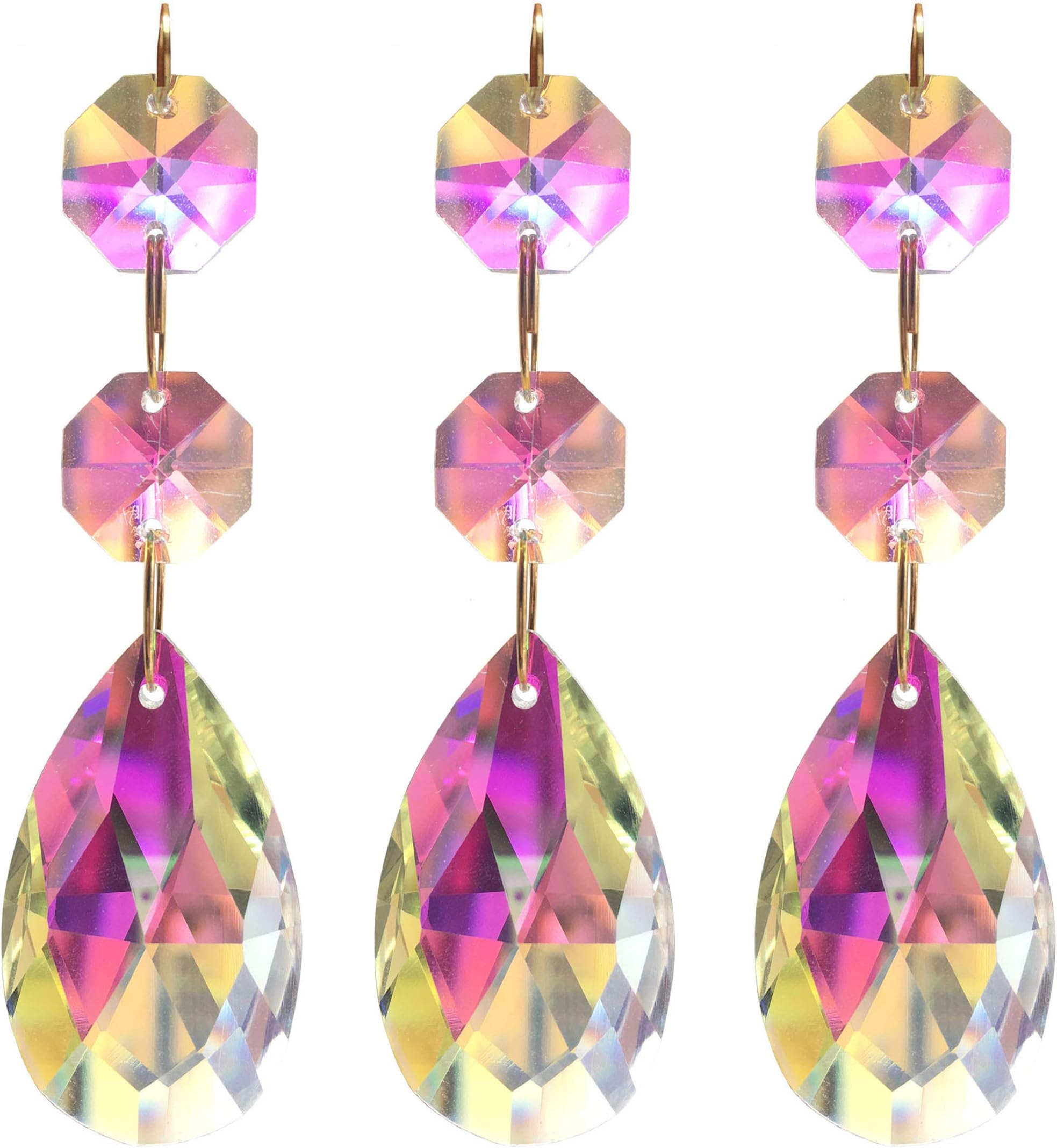 Little Chair Teardrop 10Pieces Crystal Chandelier Pendants Parts Beads,Hanging Chain Garland,Door Curtain,Candlestick,Party Wedding Chirstmas Decoration Gift (38mm) (AB Colorful)