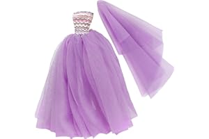 BJDBUS 11.5 inch Girl Doll Clothes Purple Trailing Lace Wedding Dress with Veil