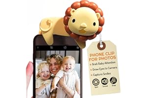 Looky Lou - Lion Rattle Phone Clip for Baby Pictures, Newborn Photography, Monthly Milestones, Photoshoot Props & First Birthdays - New Parent Gifts, Grandparent, Registry, Babies First Christmas