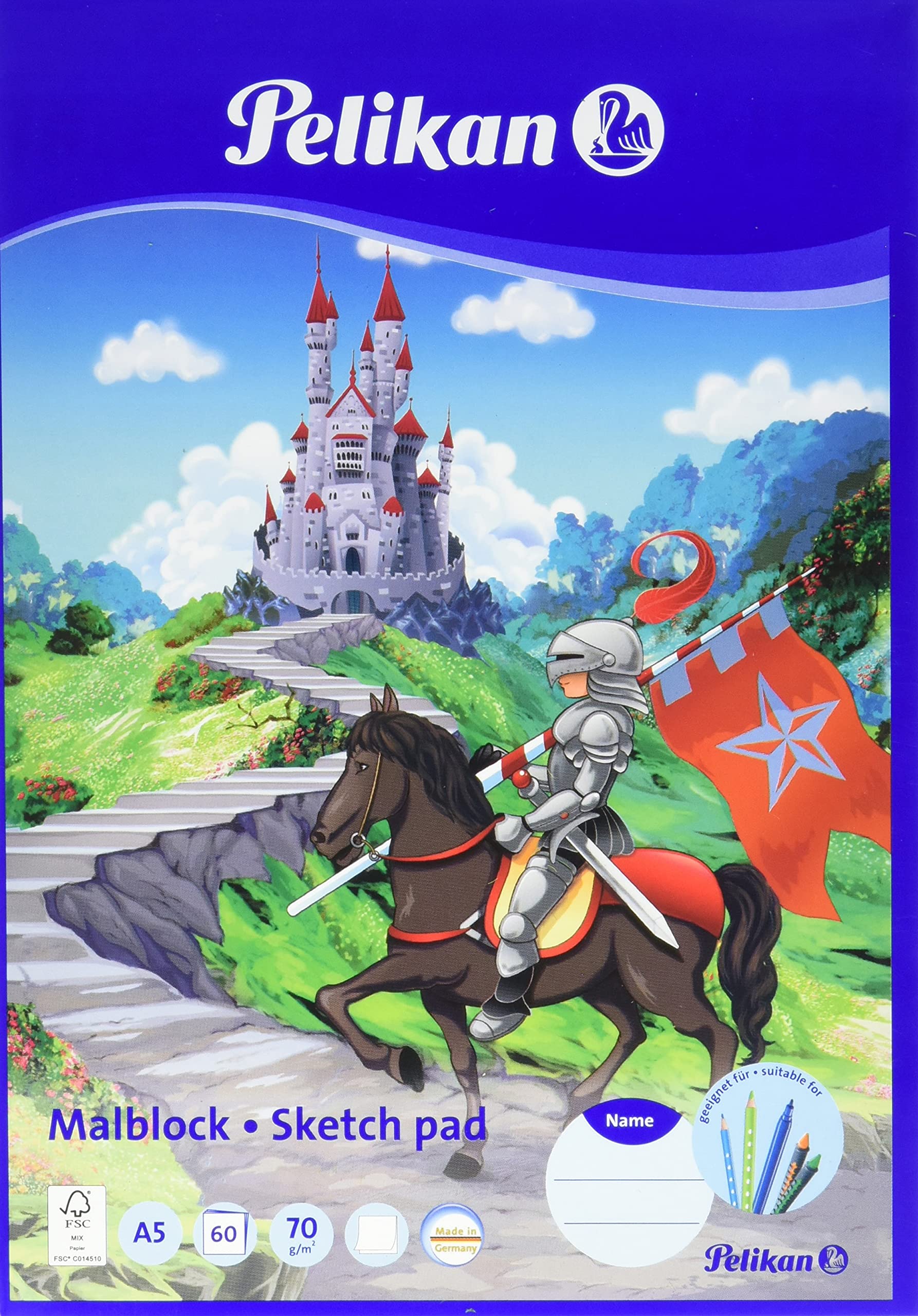 Pelikan 100199 Colouring Pad A5, 60 Sheets, Assorted Designs – No Motif Selection Possible, 1 Piece MC5/60