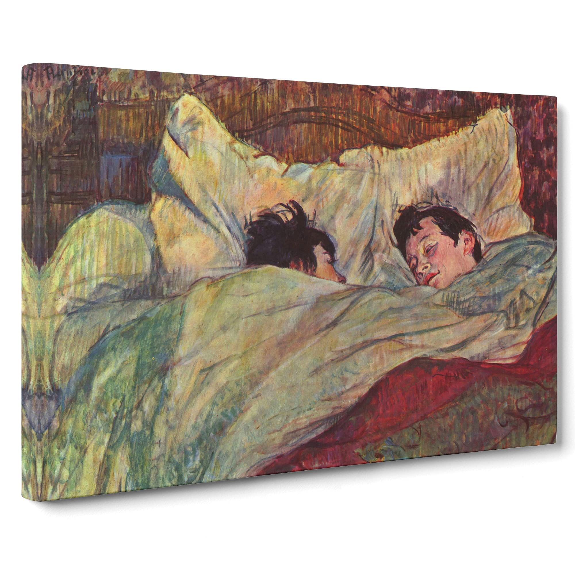 In Bed By Henri De Toulouse Lautrec Canvas Print | Gallery Wrapped 30mm Frame Wall Art | 20x14 inches | Ready to Hang | Impressionist Picture | Living Room Bedroom Lounge Office