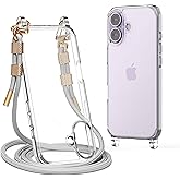 Lawonda for iPhone 17 Case with Strap, Clear Shockproof Crossbody Phone Cover w/Removable Anti-Theft Adjustable Lanyard for Women, Travel, Shopping, Hiking (6.3", Grey)