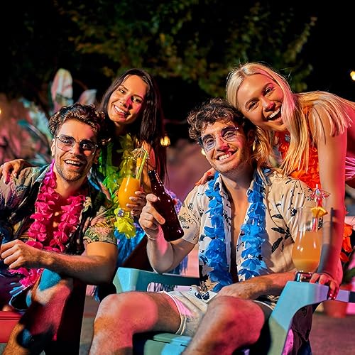 Garma 36 Counts Hawaiian Leis Necklaces Bulk, Tropical Flower Lei Hawaiian  Luau Party Decorations Favors, Beac
