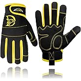 DLY Heavy Duty Work Gloves, Impact Protection Mechanic Gloves, Synthetic Leather Work Gloves, Touchscreen Capable