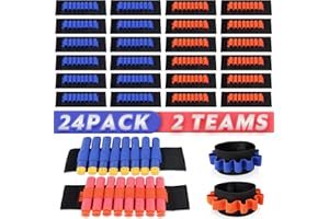 TIOPLIOR Dart Holders Fit for Nerf Gun Bullets, 24 Pcs Gun Party Supplies Toy Gun Accessories Ammo Wristband for Kids EVA Soft Bullets Wrist Belt Band Strap Compatible with Nerf N-Strike Blaster Gun (No Darts)