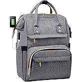 LOVEVOOK Laptop Backpack Women, 15.6 Inch Work Backpack Woman for Teacher Nurse Bags, Computer College Backpack Purse, Waterproof Anti-theft Travel Back Pack with USB Charging Port, Grey