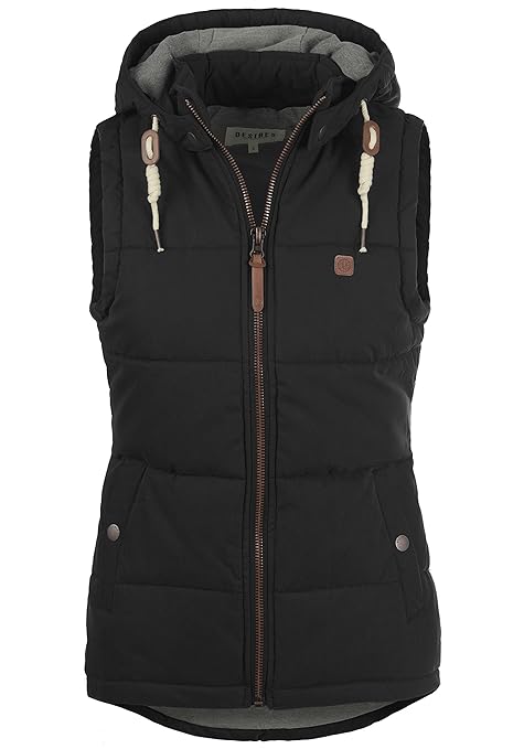 DESIRES Lew Damen Weste Steppweste Outdoor Weste Mit Kapuze Und Stehkragen