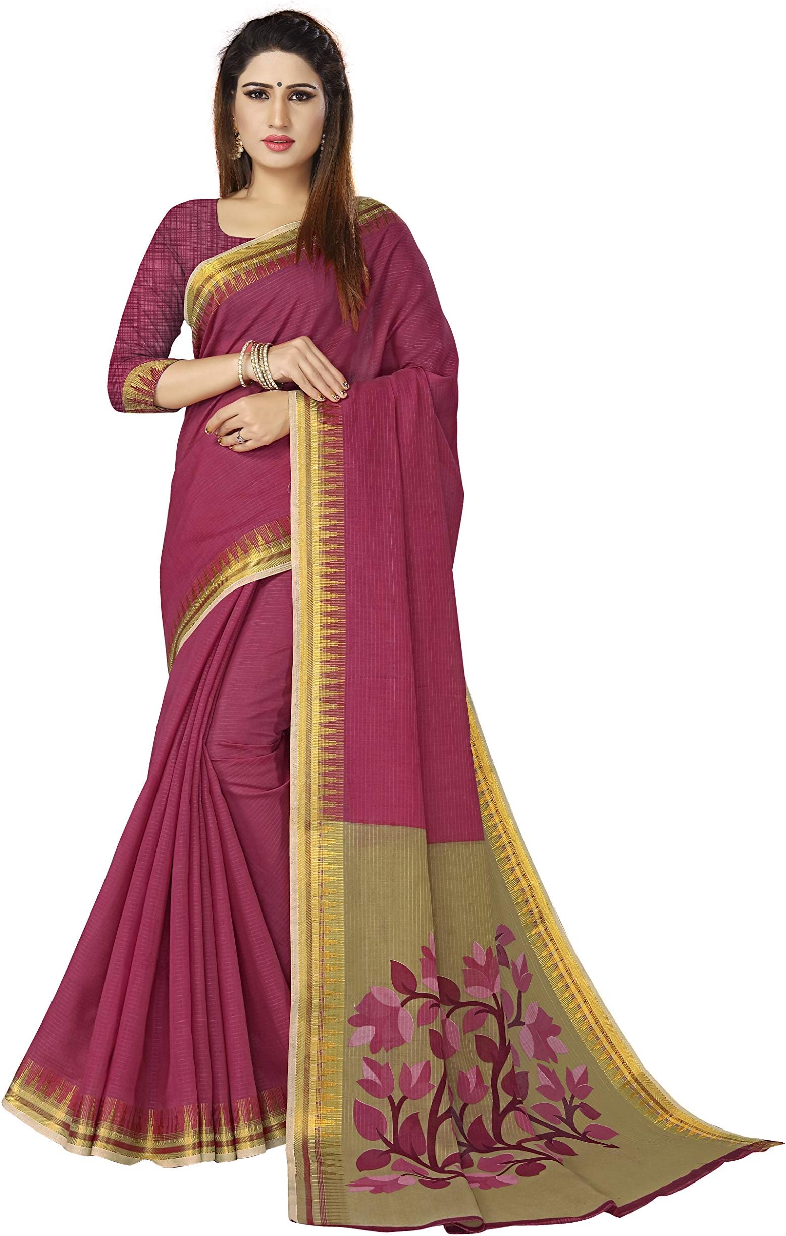 Venisa Women's Printed Saree with Blouse Piece