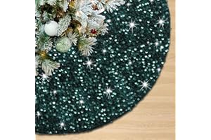 FANQISI Christmas Tree Skirt 48 Inches Round Emerald Green Tree Floor Mat Sparkly Velvet Tree Skirts for 6ft Xmas Tree Decorations