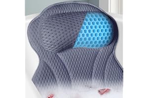 ROSLIM Bathtub Bath Pillows for Tub - Bath Tub Pillow Headrest with Ergonomic TPE, Bathtub Pillow for Neck & Back Support, Upgraded Bath Pillow with Strong Suction Cups & Hook, Dark Navy