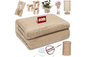 Himake 40" x 40 feet Burlap Fabric Roll, Burlap Tree Wrap, Natural Jute Garden Fabric for Outdoor Plant Cover, Weed Barrier Cloth, Landscaping, DIY Crafts, Gardening & Rustic Christmas Party Decor