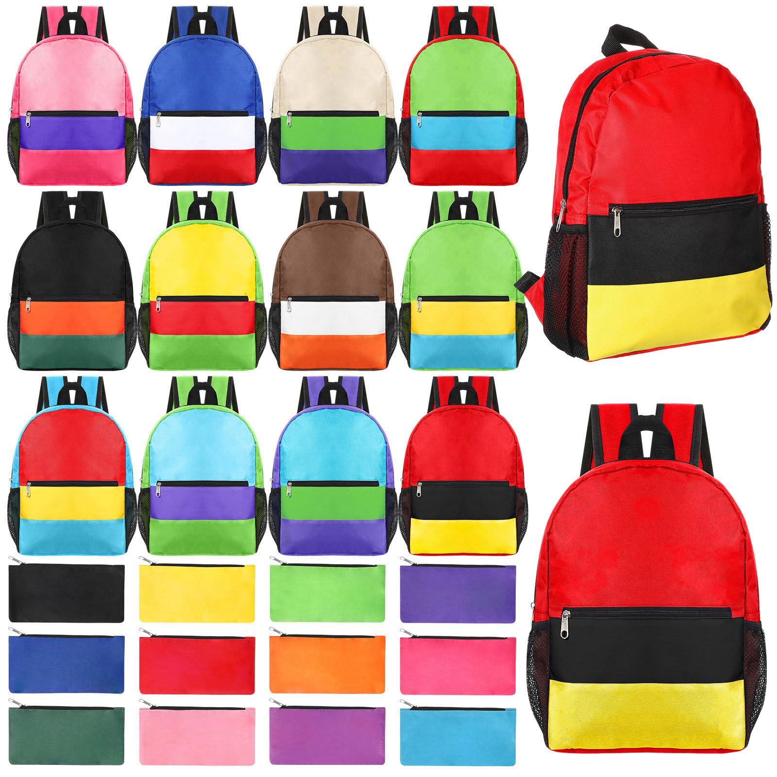 Photo 1 of Cholemy 12 Pack 14" Kids Backpack Bulk for School with Zipper Pencil Pouch, Operation Christmas Wholesale Bookbag for Student (Stylish Color)