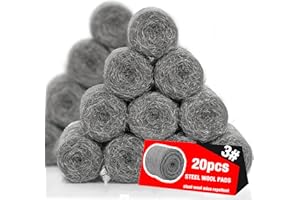 DEMIBAZ Steel Wool Mice Repellent - 20 Pack of Steel Wool (1.64ft x 2.75in, Coarse Grade #3), Keep Mice Away from Holes,Sidin