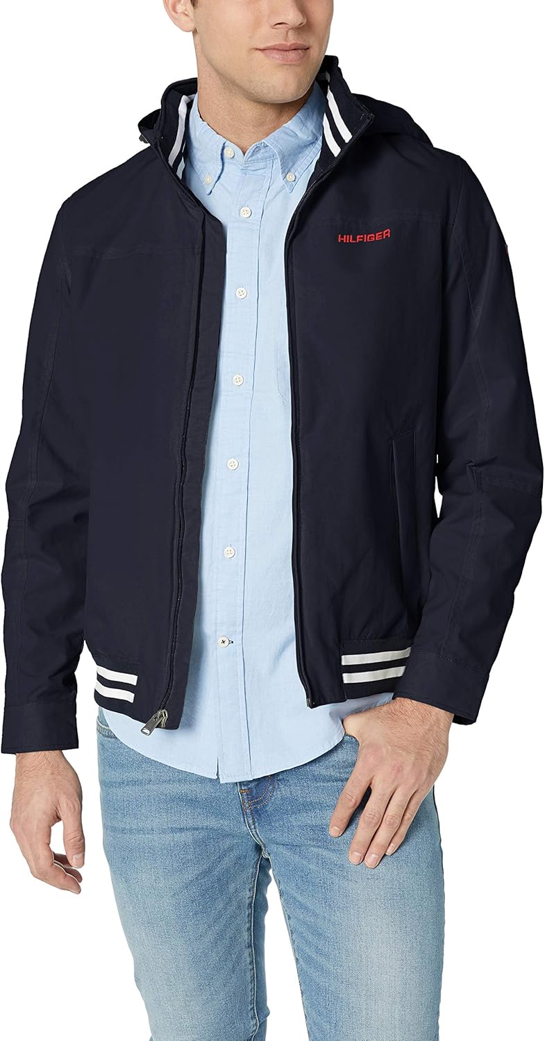 Tommy Hilfiger Men's Lightweight Waterproof Regatta Jacket at  Men’s Clothing store