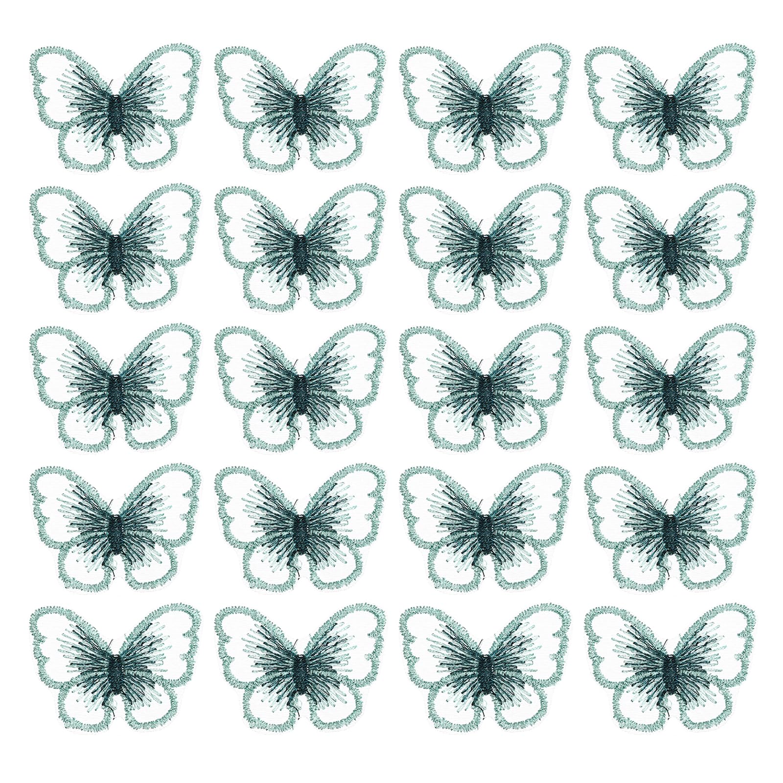 PATIKIL Butterfly Lace Applique, 30pcs Butterfly Patches Lace Fabric Butterfly Applique Patches Embroidery Trim for Clothes Dresses Wedding Craft, 3x4cm, Green