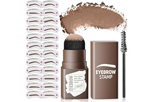 OETUIOW Eyebrow Stamp Stencil Kit - Eye Brow Stencil Kits with Eyebrow Brush, Long-lasting Waterproof & Smudge-Proof Eyebrow Shaping Kit 24PCS Thin & Thick Eyebrow Stencils for Perfect Brow (Medium Brown)