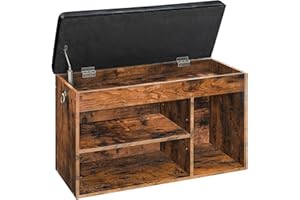 HOOBRO Shoe Bench, Shoe Storage Bench with Flip-Open Storage Box and Adjustable Shelf, Padded Shoe Rack with Hidden Compartme