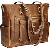 S-ZONE Women Genuine Leather Tote Bag Large Shoulder Purse Vintage Crossbody Work Handbag