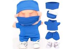 Nurse Scrubs Outfit Clothes for Labubu Doll - Cute 5-piece Medical Nursing Dentist Uniform Set Healthcare Scrubs Costume for 