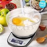 Duronic KS5000 Digital Kitchen Scale with Bowl, 2000ml, Tare, LCD view 3