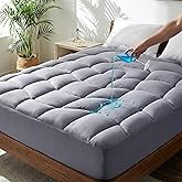 Unikome Waterproof Mattress Pad Queen Size, Ergonomic Quilted Mattress Topper – Soft Breathable Bed Cover with Deep Pocket (Fits 8-21 Inches), Noiseless Durable and Machine Washable (Grey, 60x80)