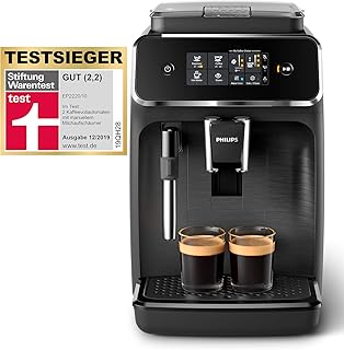 Philips 2200 Serie EP2220/10  Kaffeevollautomat, 2 Kaffeespezialitäten, Schwarz/Schwarz-gebürstet