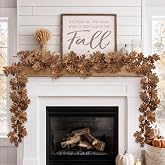 Suncalla 4.9 ft Fall Leaves Garland Artificial Oak Vine Decoration,Brown | Thanksgiving Dining Table Centerpiece, Halloween Mantel Garland with Acorn, Indoor Outdoor Handrail Autumn Home Party Wreath