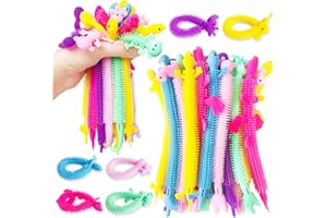 JUUXNCGV 40 Pcs Stretchy Fidget String Toy,Stress Relief and Anti-Anxiety Toy,Colorful Sensory Plaything for Kids,Boys,Girls,Adults,Goodie Bag Fillers,Party Favor,Children's Day Gift(Animal)
