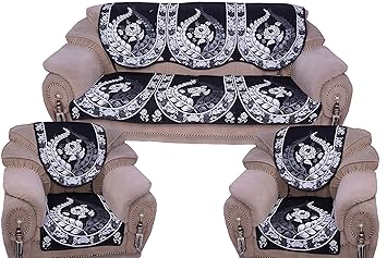ElegantHomes Solid Cotton Sofa Cover (Black)
