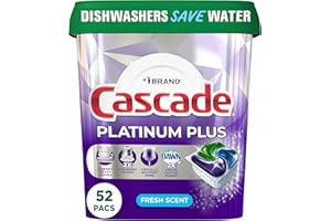 Cascade Platinum Plus Dishwasher Pod, Dish Detergent ActionPacs, Dishwasher Detergent, Fresh, 52 Count