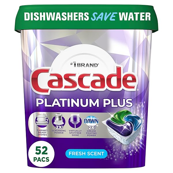 CASCADE PLATINUM PLUS DISHWASHER POD, DISH DETERGENT ACTIONPACS,...