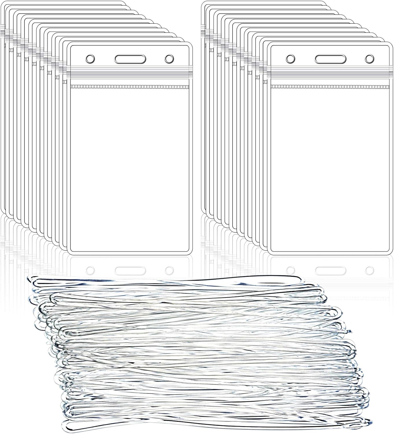 100 Pack Clear Luggage Tags Bag Tag Holder Identification ID Card Badge Holder with Luggage Tag Loop Straps for Business Travel and Office Supplies : Office Products