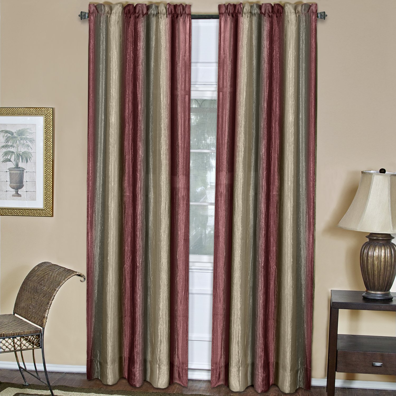 Ombre Panel Light Filtering Semi-Sheer Window Curtain - 63 Inch Length, 50 Inch Width - Burgundy- Light Filtering Soft Polyester Drapes for Bedroom Living & Dining Room by Achim Home Decor — image 1