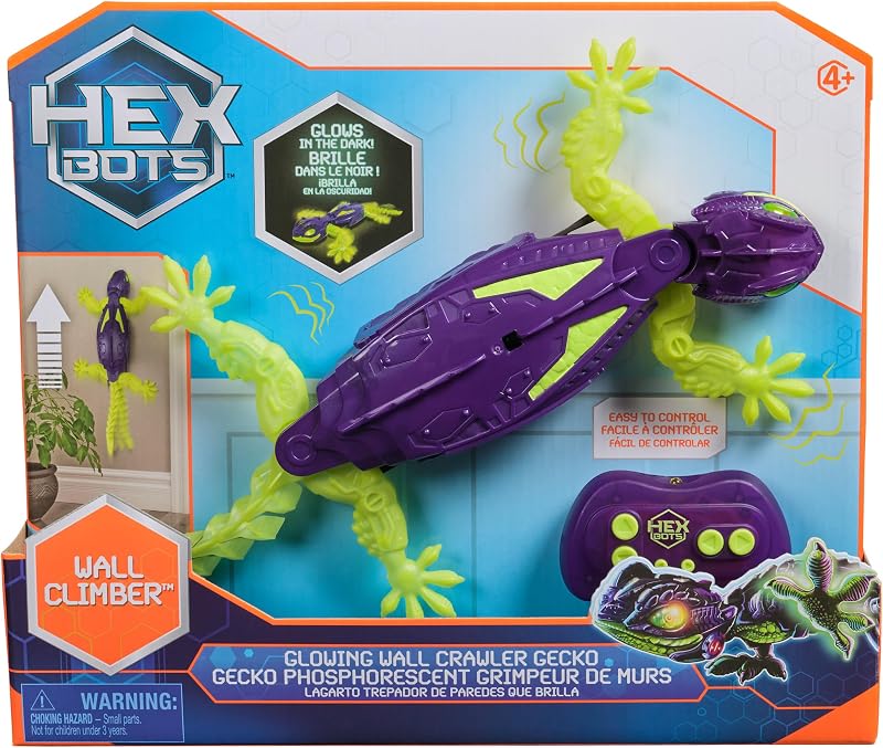 HEX BOTS Glow Gecko RC Wall Crawler Toy with Remote Rechargeable