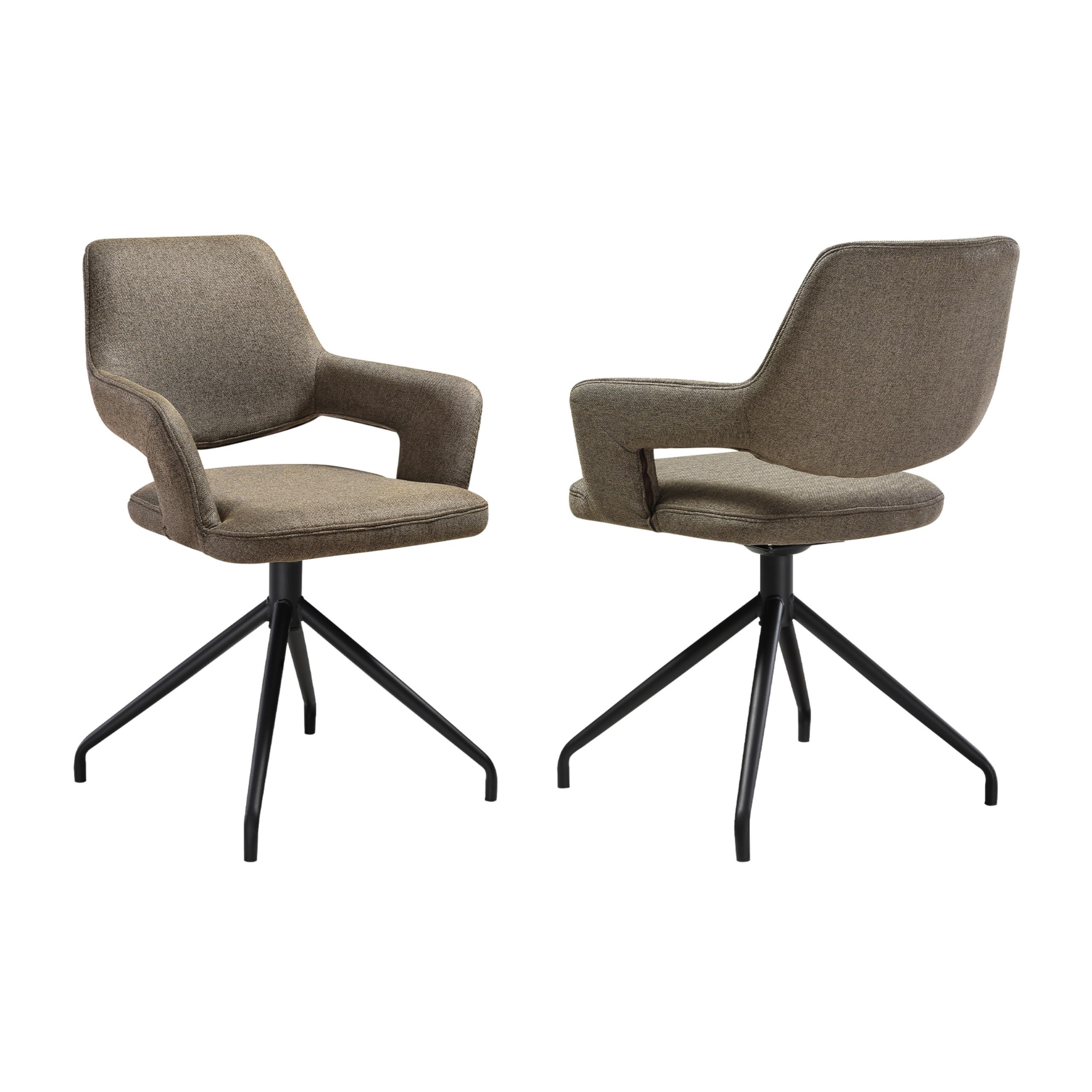 Photo 1 of ***IT IS USED, IT IS MISSING PARTS AND IT IS NOT KNOWN IF IT WORKS AT 100%**Benjara Samy 23 Inch Swivel Dining Chair Set of 2, Curved Back, Brown, Black Legs