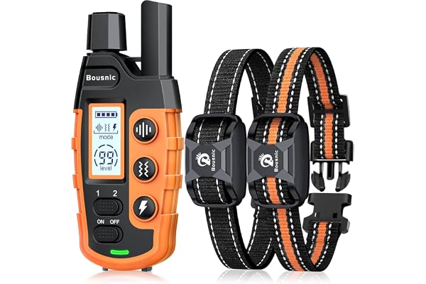 Bousnic Dog Shock Collar 2 Dogs (5-120Lbs) - 3300 ft Waterproof Training Collar for Dogs Large Medium Small with Rechargeable