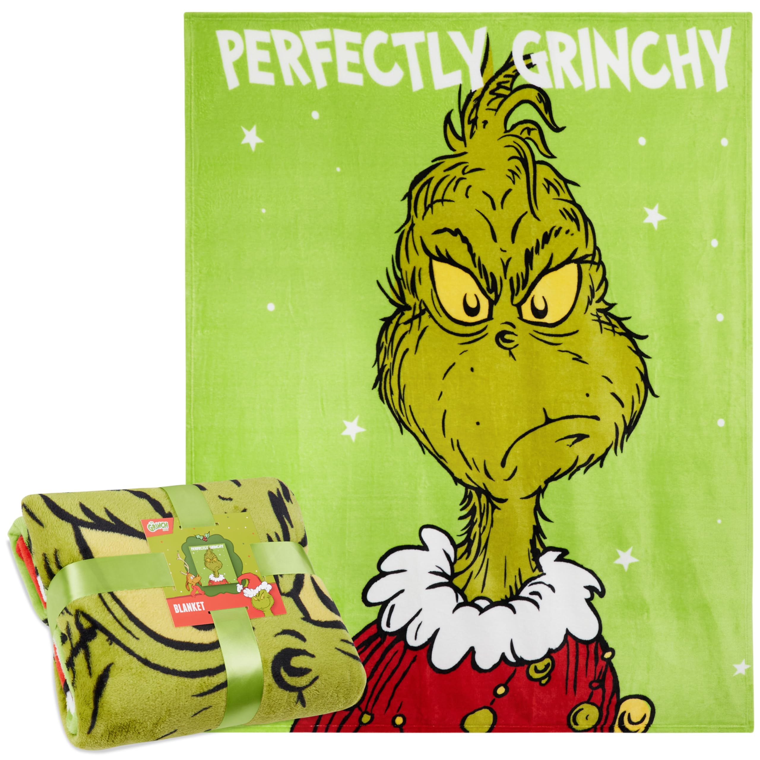 The Grinch Blanket Soft Cosy Christmas Fleece Hooded Blanket Throw Festive Bedroom Decor Plush Fleece Blanket Comforter for Bedroom Travel, Xmas Gifts (Green)