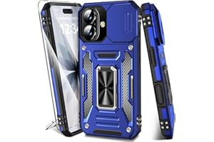 DMDMBATH for iPhone 17 Case with Screen Protector+Slide Camera Cover, Military Grade Shockproof Protective Case with Magnetic