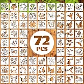 72 Pcs Botanical Stencils Set, Reusable Butterfly &amp; Flower Painting Templates - Leaf, Dragonfly, Wildflower Nature Crafts Kit for Wall Murals, Fabric Art, Wood Signs, Kids Classroom Projects​