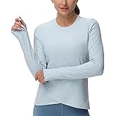 Women's Long Sleeve Compression Shirts Workout Tops Cross Hem Athletic Running Yoga T-Shirts with Thumb Hole