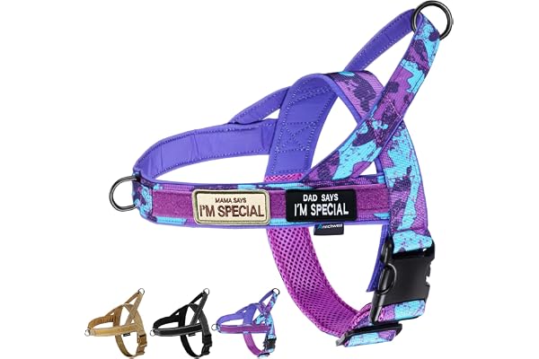 Annchwool No Pull Dog Harness with Soft Padded Handle,Escape Proof and Quick Fit to Adjust Dog Harness,Easy for Training Walk