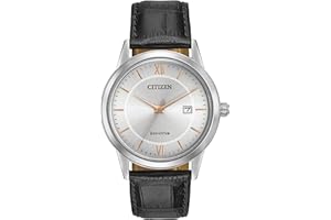 Citizen Men's Classic Eco-Drive Leather Strap Watch, 3-Hand Date