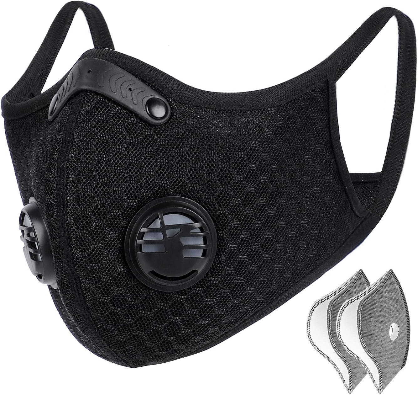 West Biking Mesh Dust/Pollution Mask for Air Filtration, Sport Mask with Exhalation Valves Filters, Activated Carbon N99 PM2.5 Filters Air Purifier (1Mask+3Filters)