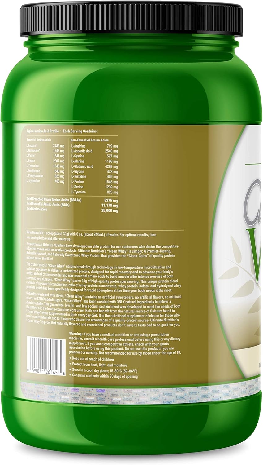 Ultimate Nutrition Clean Whey Protein Naturally Sweetened Gluten