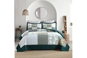 Secgo California King Quilt Size - 100% Cotton Oversized California Comforter Set Bedding Sets (120 * 110 Inch) with 2 Pillow Shams, Patchwork Reversible Lightweight Bedspread