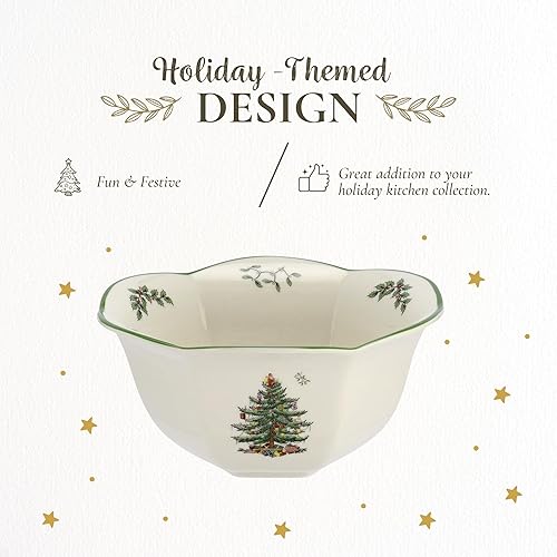 Spode Christmas Tree Hexagonal Nut Bowl 7-Inch Decorative