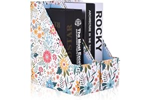 SUIN 2 Packs Foldable Magazine-File Holder, Seamless Floral Design File-Boxes Desk Organizer for Office/Home/School, Cardboard