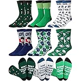 Croloose 6 Pairs Funny Golf Socks for Men Youth Novelty Casual Cotton Crew Socks Golf Lover Accessories VAlentine day Birthday Gifts for Golfers