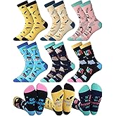 Berlune 6 Pairs Novelty Writer Socks for Women Men Funny Writing Cotton Casual Crew Socks Birthday Gifts for Writers Author